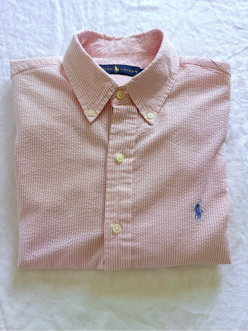 Ralph Lauren Men’s Light Pink Striped Button-Down Shirt